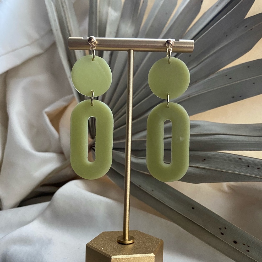Green Polymer Clay Earrings